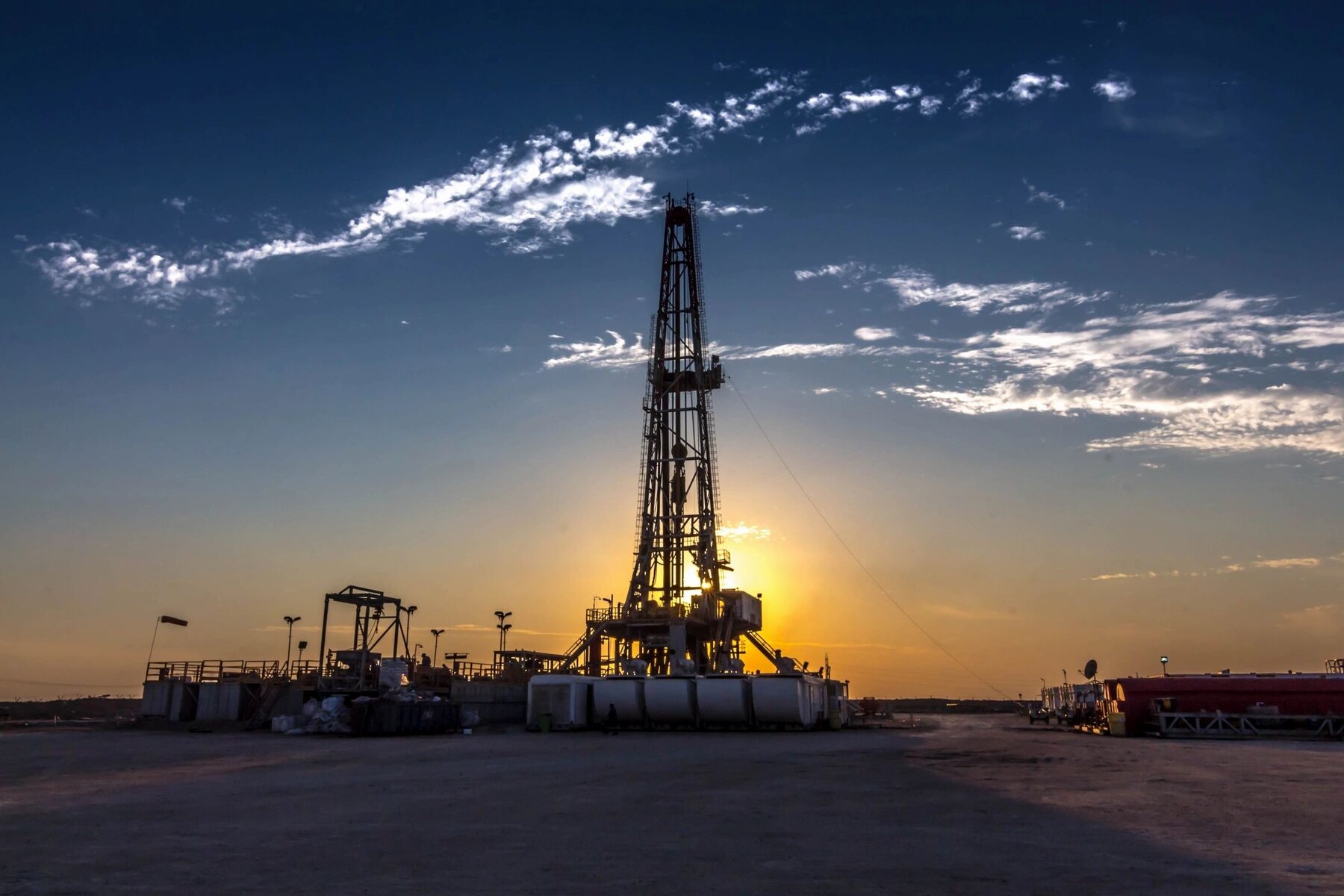 Drilling rig at an industrial worksite